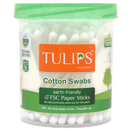 Tulips Earth-Friendly Cotton Swabs 100 pcs